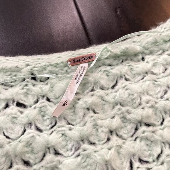 Free People Crashing Waves Chunky Knit Sweater Wool Blend Green Women's S - Picture 2 of 4